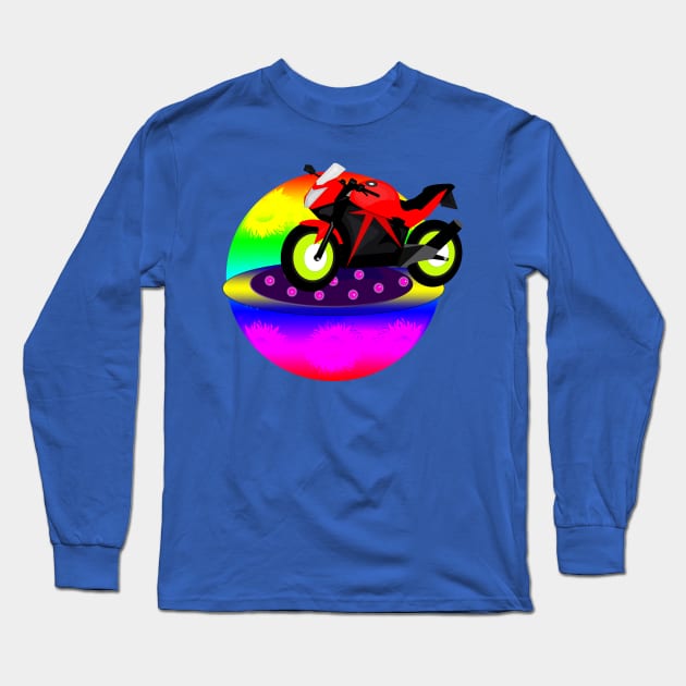 Red Motorcycle Long Sleeve T-Shirt by momomoma